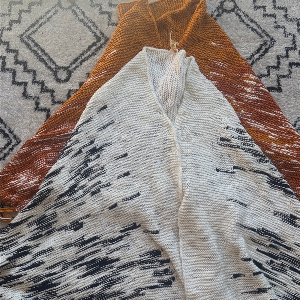 Bundle of LuLaRoe Cozy Knit Cardigan in Cream and Orange